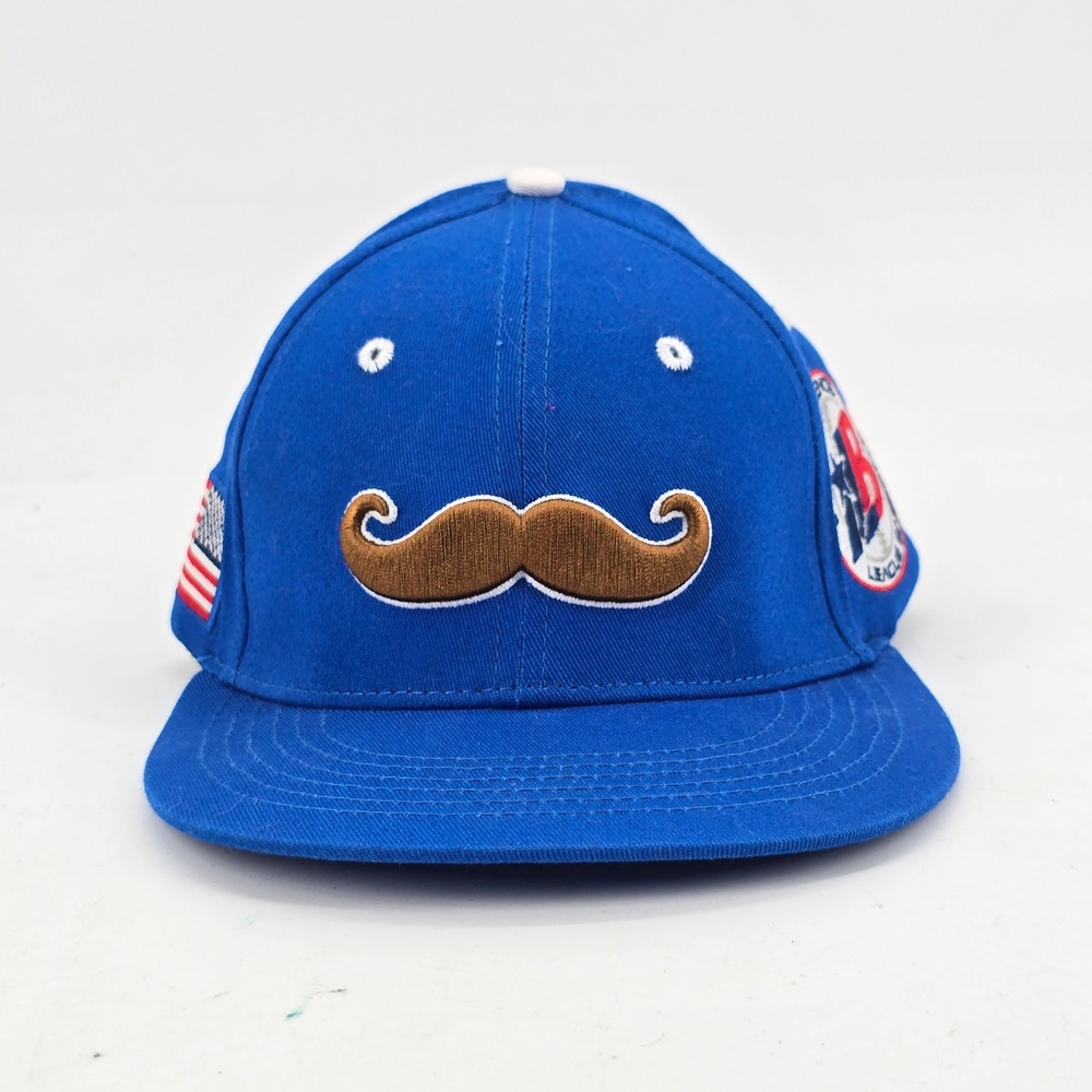Flexfit Badlands Big Sticks Mens S/M Hat Blue Mustache Baseball Independence
